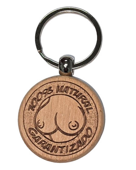 DIABLO PICANTE - LLAVERO DE MADERA CON FORMA DE PECHO