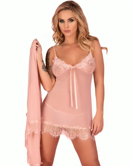 LIVCO CORSETTI FASHION - HYEONA 1710 BABYDOLL + TANGA ROSA XL