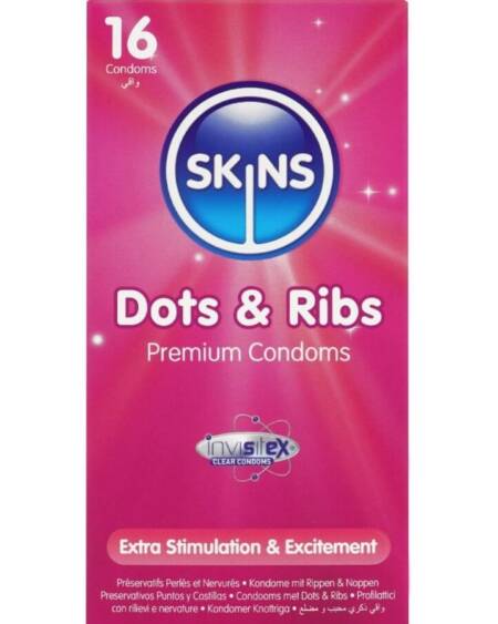 SKINS - DOTS & RIBS PRESERVATIVOS PREMIUM PACK 16