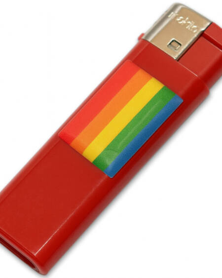 PRIDE - MECHERO ROJO CON BANDERA LGBT