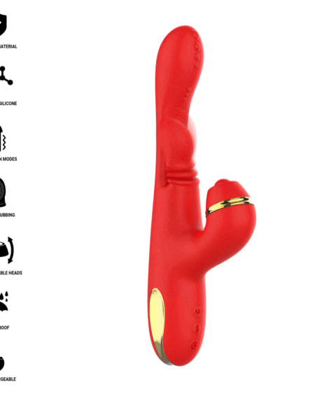 INTENSE - KATY ESTIMULADOR CLÍTORIS MULTIFUNCIÓN 4 CABEZALES INTERCAMBIABLES ROJO