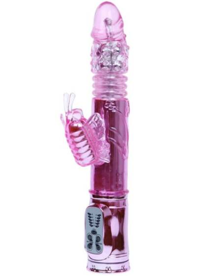 BAILE - VIBRADOR RECARGABLE CON ROTACION Y ESTIMULADOR THROBBING BUTTERF