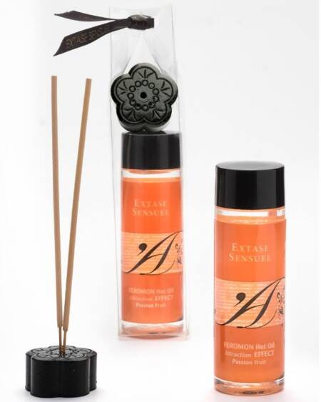 EXTASE SENSUAL - ACEITE MASAJE EFECTO CALOR CON FEROMONAS FRUTA DE LA PASION 100 ML