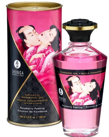 SHUNGA - ACEITE MASAJE EFECTO CALOR SABOR INTENSO FRAMBUESA 100 ML