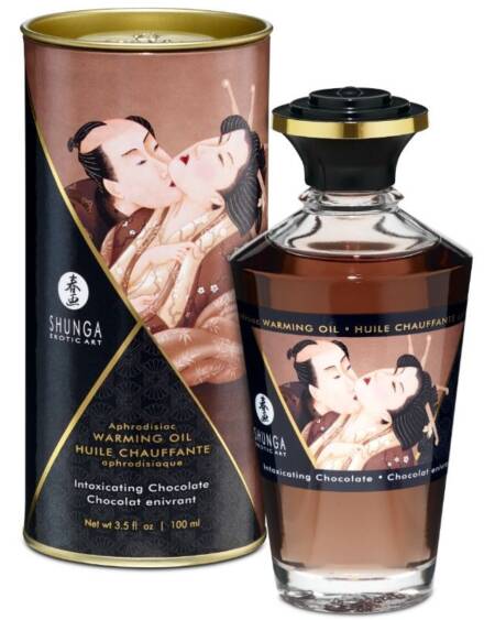 SHUNGA - ACEITE MASAJE EFECTO CALOR SABOR INTENSO CHOCOLATE 100 ML