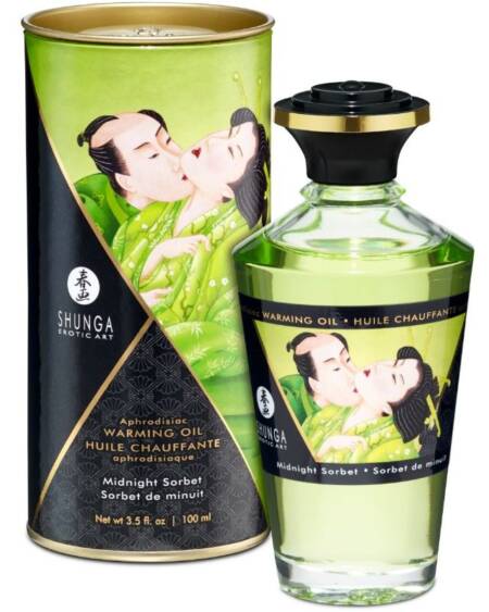 SHUNGA - ACEITE MASAJE EFECTO CALOR SABOR SORBETE DE MEDIANOCHE 100 ML