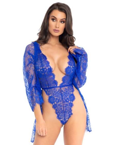 LEG AVENUE - SET CON TEDDY Y BATA AZUL M