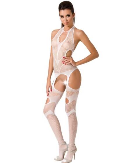 PASSION - WOMAN BS053 BODYSTOCKING BLANCO TALLA ÚNICA