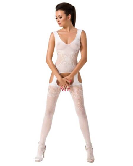 PASSION - WOMAN BS046 BODYSTOCKING BLANCO TALLA ÚNICA