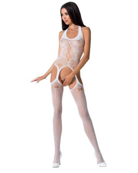 PASSION - WOMAN BS059 BODYSTOCKING BLANCO TALLA ÚNICA