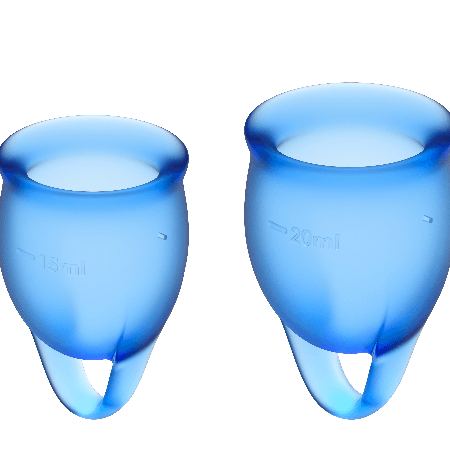 SATISFYER - FEEL CONFIDENT KIT COPA MENSTRUAL AZUL INTENSO 15 + 20 ML