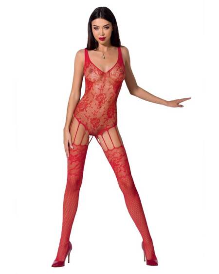 PASSION - WOMAN BS074 BODYSTOCKING TALLA ÚNICA ROJO