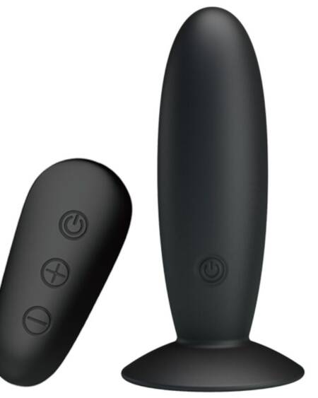 MR PLAY - PLUG ANAL CON VIBRACIÓN NEGRO CONTROL REMOTO